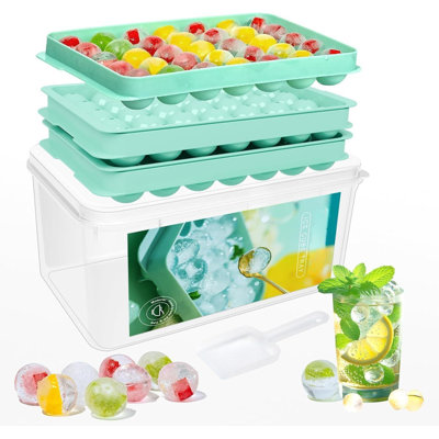 Round Ice Cube Trays For Freezer, 3-Pack BPA-Free Ice Molds With Lid, Bin, And Scoop, Makes 105 Ice Balls, Stackable Easy-Release Ice Cube Trays For C -  Mint Pantry®, 0BEEB14346654C20AB835508A701490E