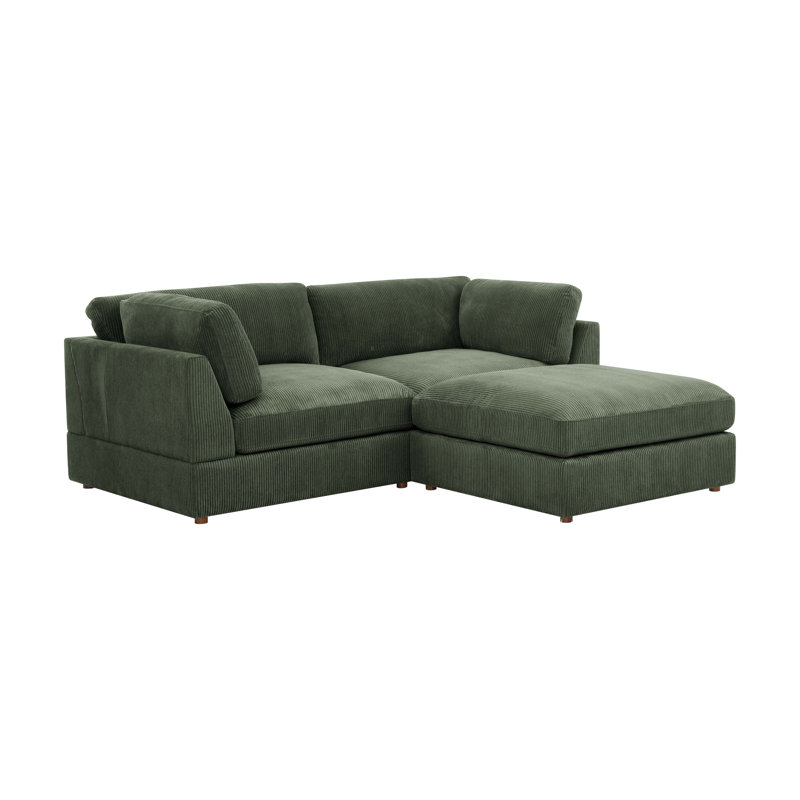 Arkney Modular Corduroy Sectional, Dark Green