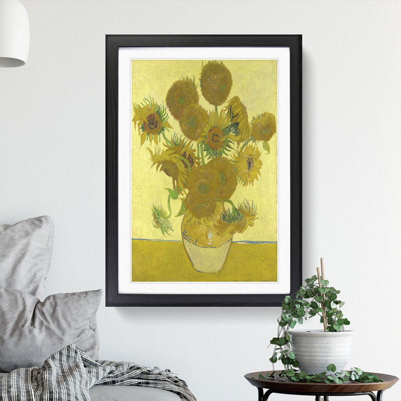 The Sunflowers by Vincent Van Gogh - Picture Frame Painting, Black Framed, 65cm H x 48cm W x 2cm D