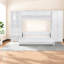 Grand lit escamotable blanc, tablettes en bois et tiroirs pour les maisons modernes