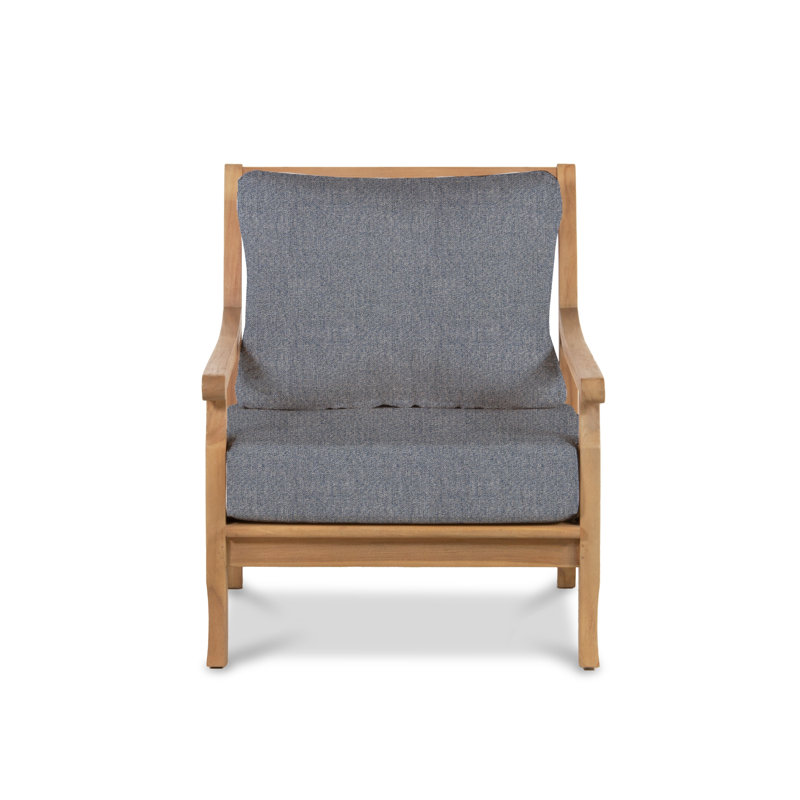 Stockton Teak Outdoor Lounge Chair, Iona Denim