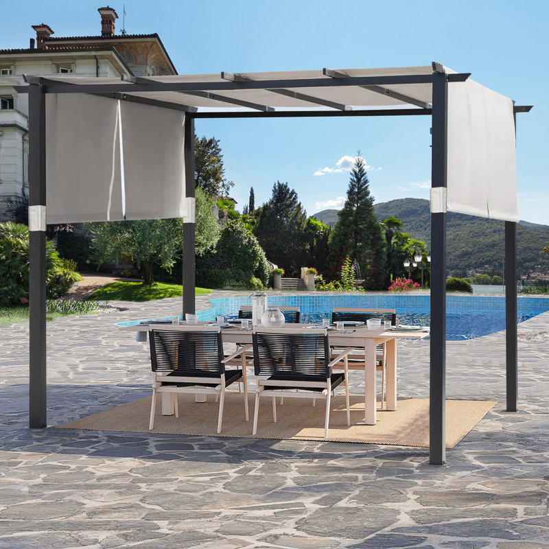 3m x 3m Metal Pergola, Grey