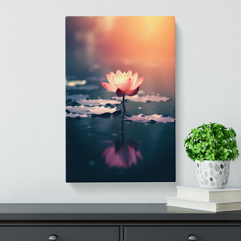 Water Lily Pond Minimalism - Wrapped Canvas, 50cm H x 35cm W x 3cm D