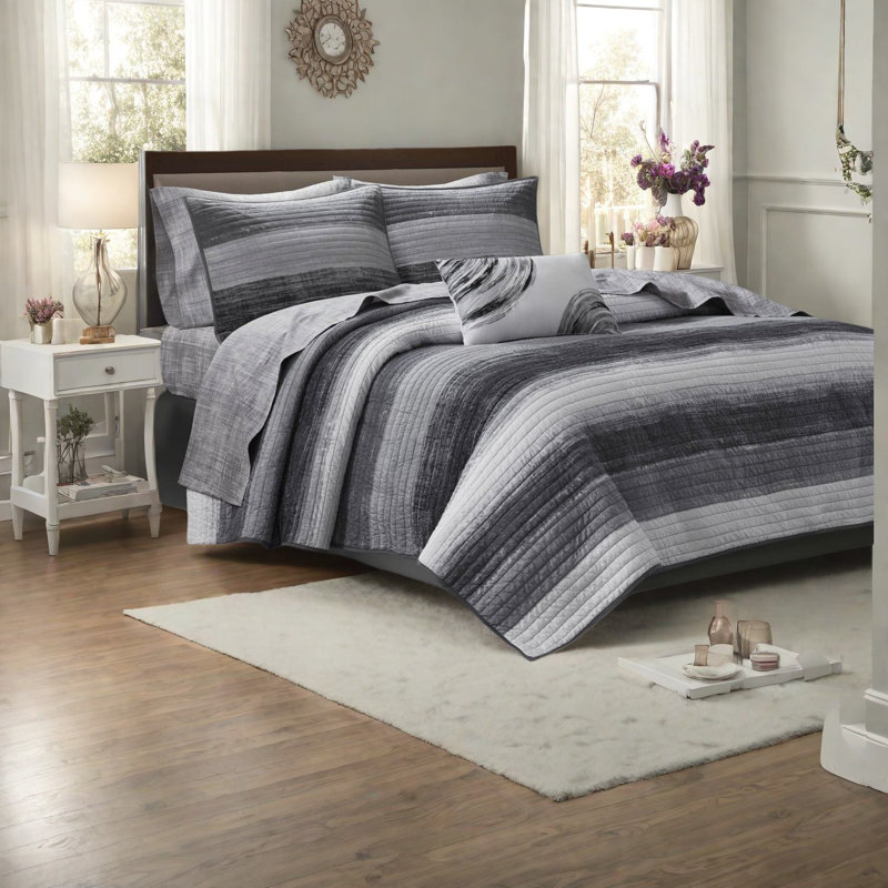 Ensembles de literie pour grand lit de qualité supérieure, en microfibre et en coton, à rayures modernes, idéales pour le confort de la maison