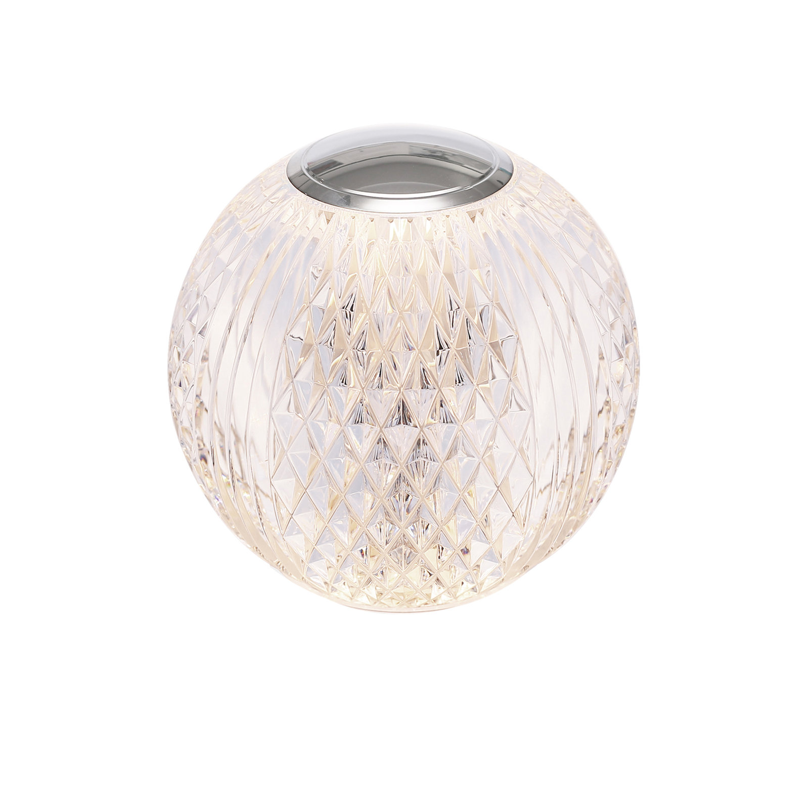 Marni Metal Globe Lamp, 5" H x 4.38" W x 4.38" D, Clear/Polished Nickel, Polished Nickel
