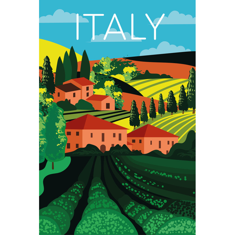 Italian Country Landscape - Wrapped Canvas Print, 46cm H x 30cm W x 3.8cm D