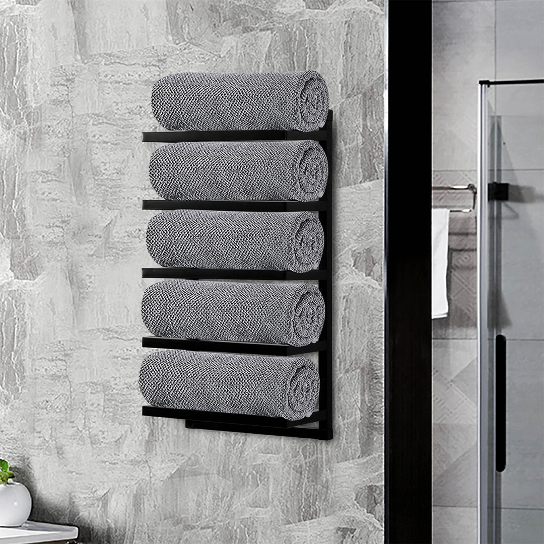 Wall Mounted Black Towel Rack Storage Rack