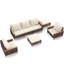 Ensemble de meubles de terrasse en rotin évidé à pieds hauts, 5 pièces, 7 sièges, ensemble de canapé avec coussin, coussin épais de 4 pouces, blanc