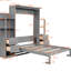 Lit double avec support pour matelas et tiroirs, gris - Gain de place pour les petits espaces