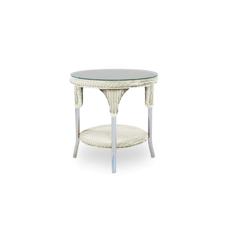 Loom Outdoor Round Side Table, Ivory