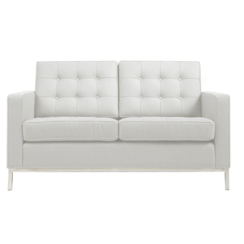 Causeuse à accoudoirs carrés 57" Willowood, Simili cuir blanc