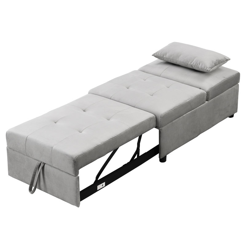 Folding Ottoman Sofa Bed, Gray