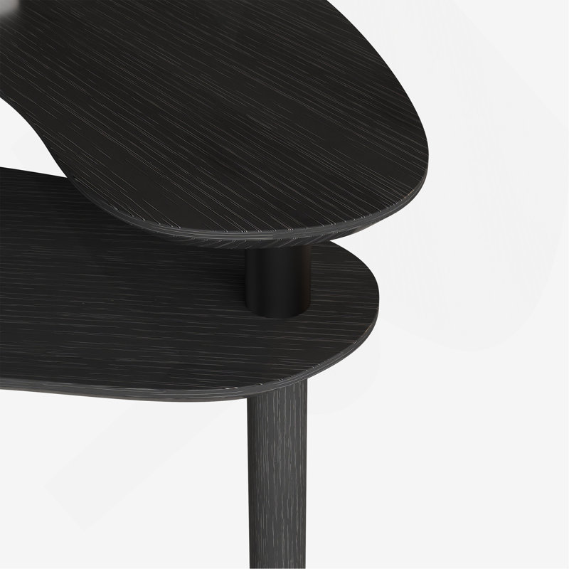 Table basse rotative contemporaine avec pieds en bois d'hévéa massif | Idée de cadeau, Noir, Noir