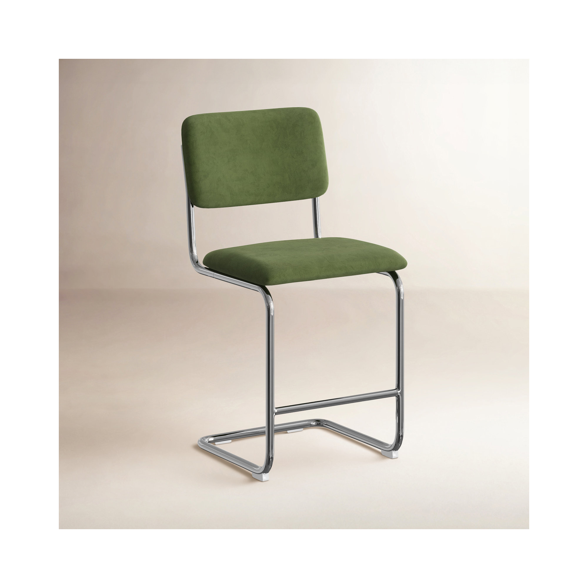 Walsh Velvet Counter & Bar Stool, Counter Stool (24” Seat Height), Forest