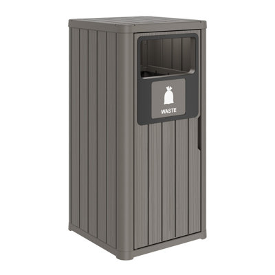 Poubelle à grande capacité 22 gallons - imperméable et résistante aux rayons UV pour la cuisine ou l'extérieur avec une finition grain de bois