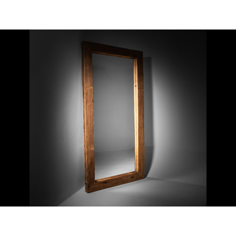 Joffre Solid Wood Framed Wall Mounted Full Length Mirror in Brown