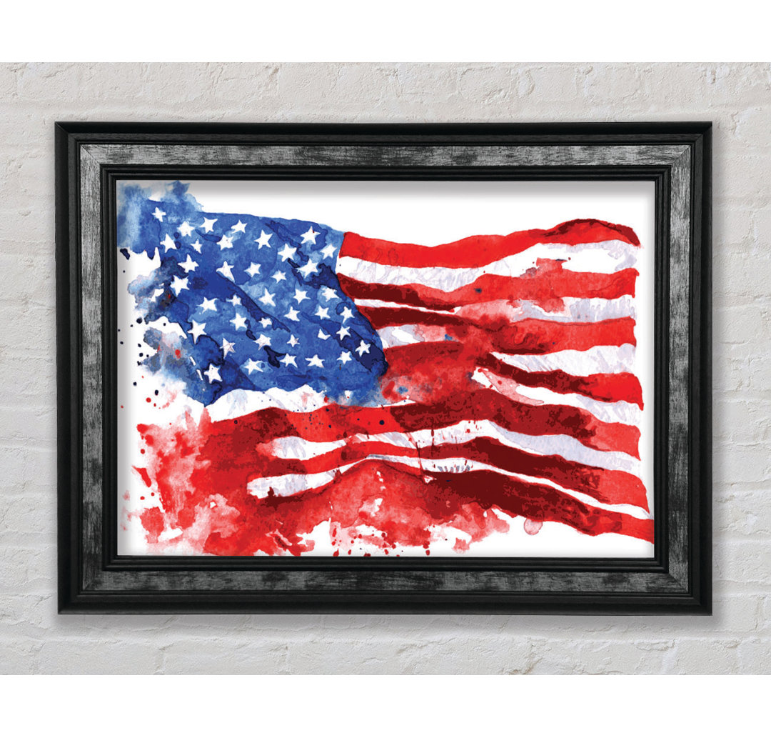 The Ink Splatter American Flag - Einzelner Bilderrahmen Kunstdrucke