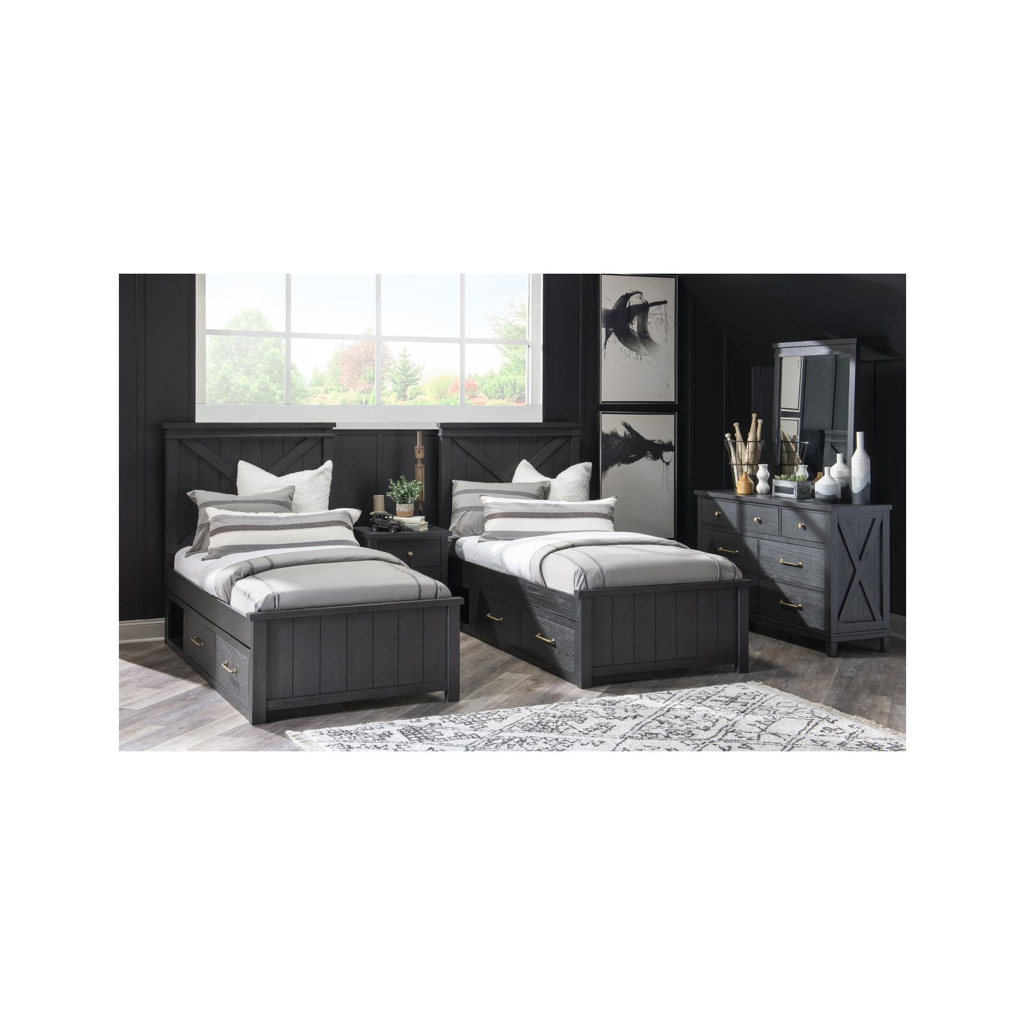 COMPLETE PANEL BED 33, Black, Twin