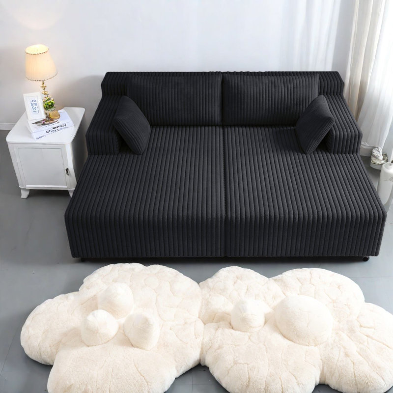 Canapé modulaire moderne en velours côtelé moelleux et confortable pour le salon