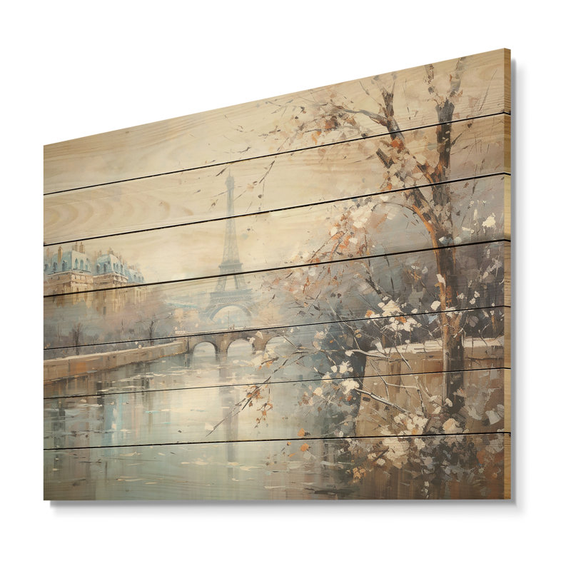 Winter Winter Eiffel Tower City Charm I - City Paris sur impression sur bois, H 10 po x l 20 po x P 0,78 po