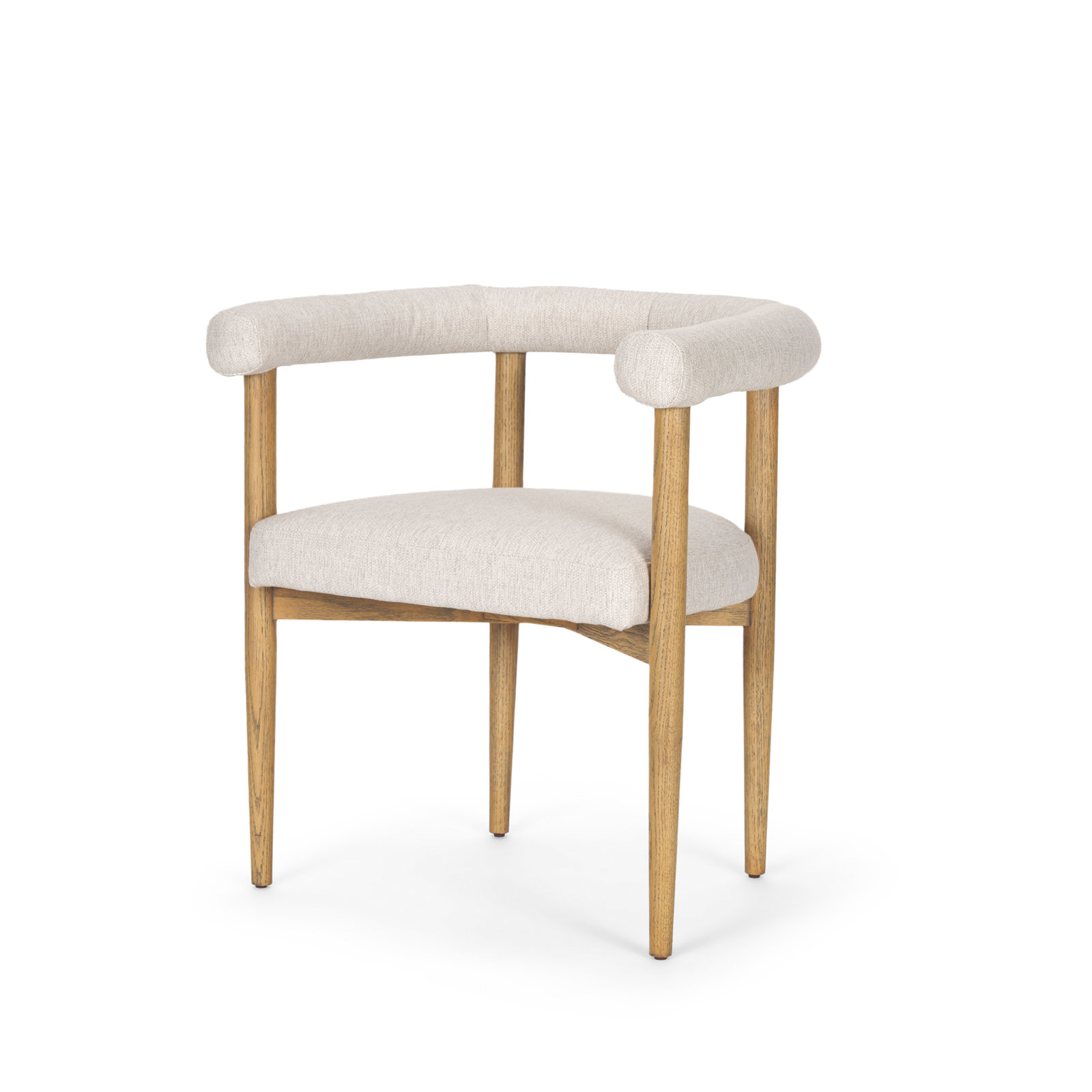Kirubel Dining Chair w/ Medium Brown Wood and Cream Twill Fabric