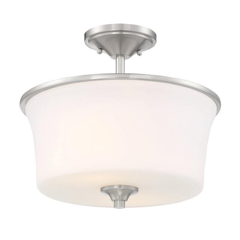 Wiggins 2 - Light Dimmable Drum Chandelier, Brushed Polished Nickel, White Frosted
