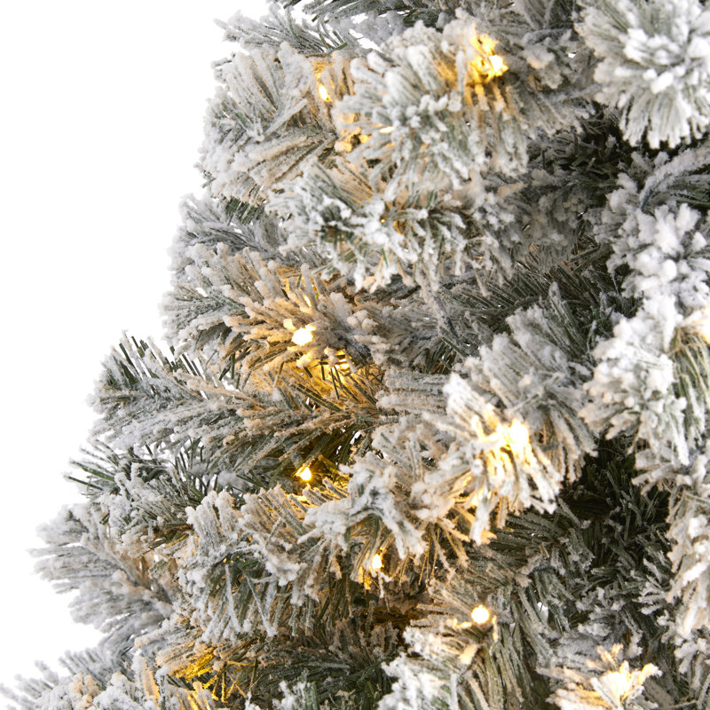 Sapin de Noël floqué avec lumières DEL, H 4 pi