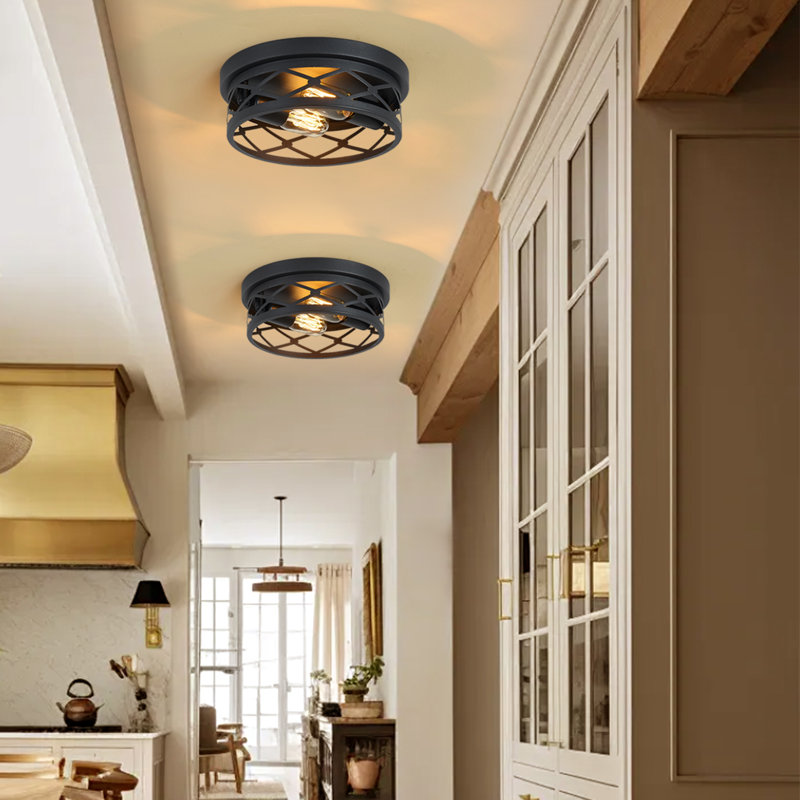 2 Light Farmhouse Flush Mount Ceiling Light-2 Pack (Bulbs Not Included)