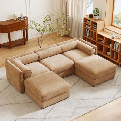 Chenille Fabric Sofa with 2 Ottoman