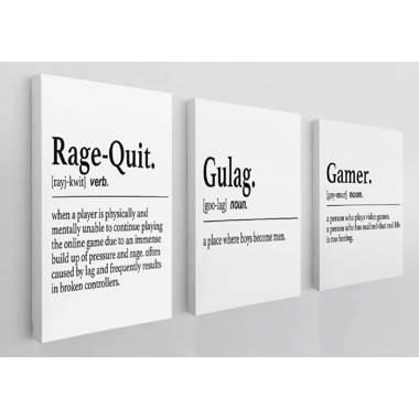  Gaming Wall Art Decor Rage Quit Definition Canvas Print with  Funny Quote Framed Painting Picture for Home Wall & Tabletop Decor Gamer  Gift: Posters & Prints