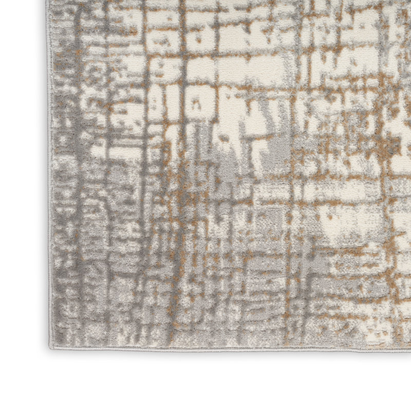 Tapis abstrait gris / ivoire CK950-IVGRY, Rectangle 5 pi 3 po x 7 pi 3 po