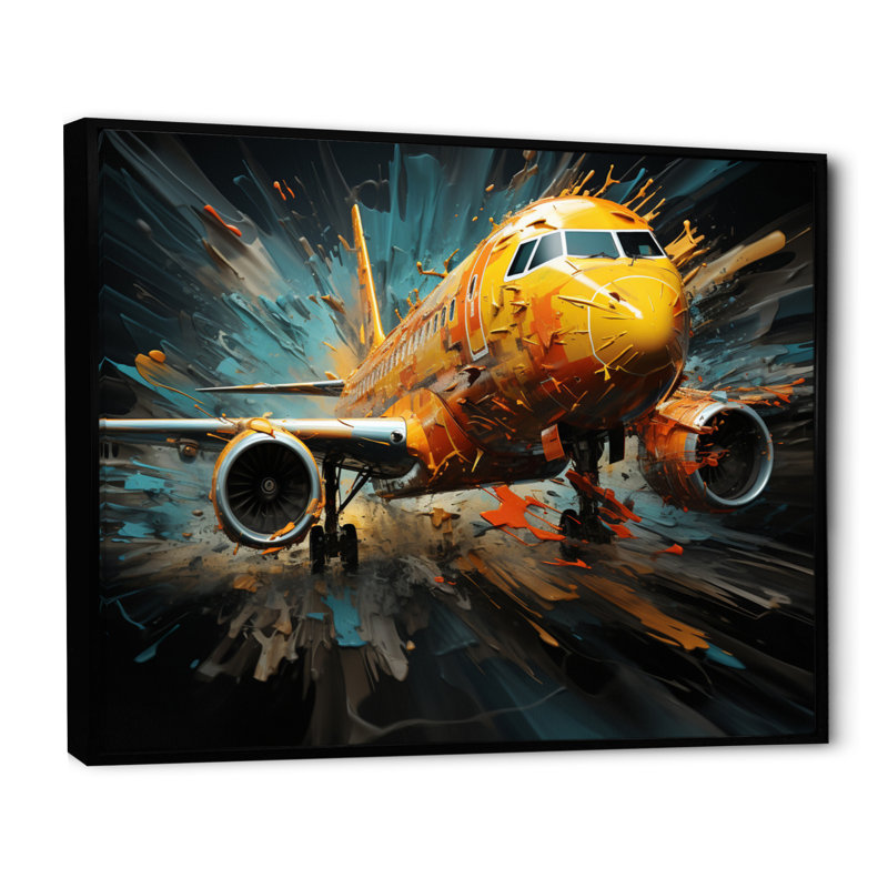 Plane Abstracted Velocity - Transportation Wall Decor, Cadre flottant noir, H 30 po x l 40 po x P 1,5 po