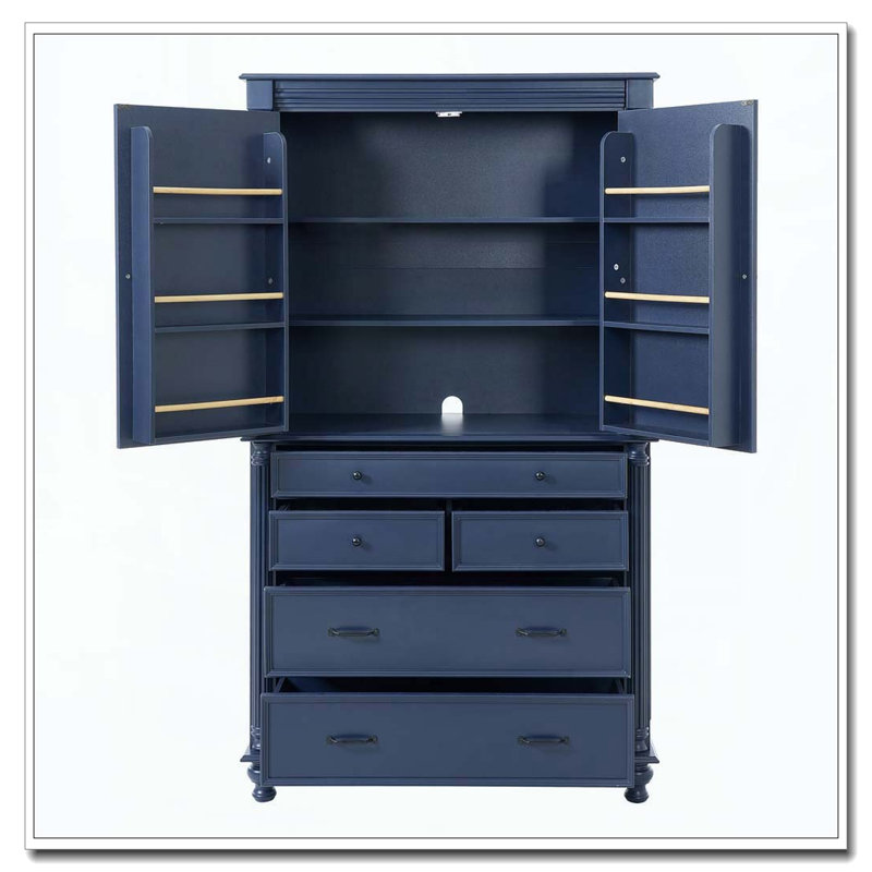 Freestanding Large Kitchen Pantry Tall Storage Cabinet, Blue
