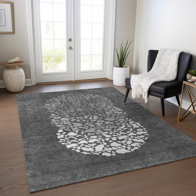 Tapis intérieur / extérieur en polyester abstrait tissé à la machine