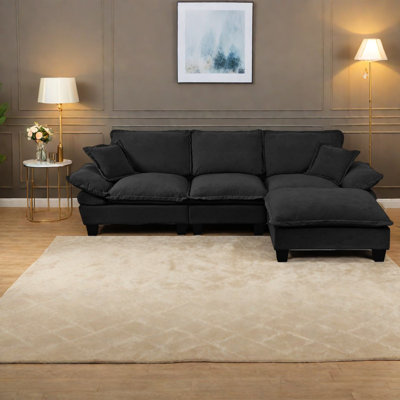 Canapé modulaire confortable en forme de L en chenille pour le salon