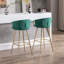 Ensemble de 2 tabourets de bar avec repose-pieds chromé, velours et pieds dorés, conception simple-129517114