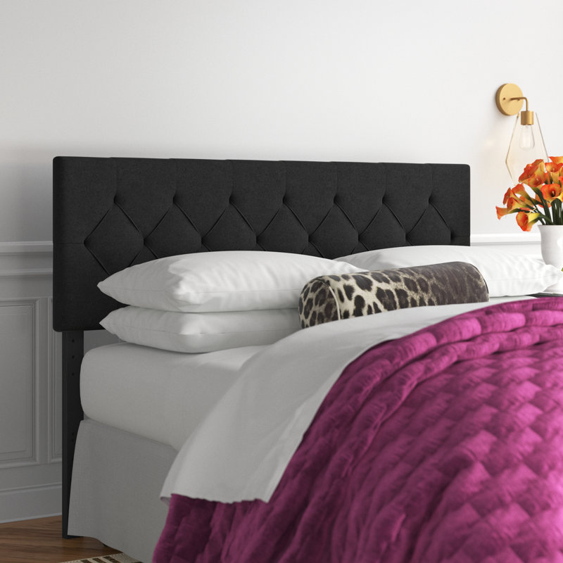 Tête de lit tapissier en velours Gatlin, Reine, Velours marine