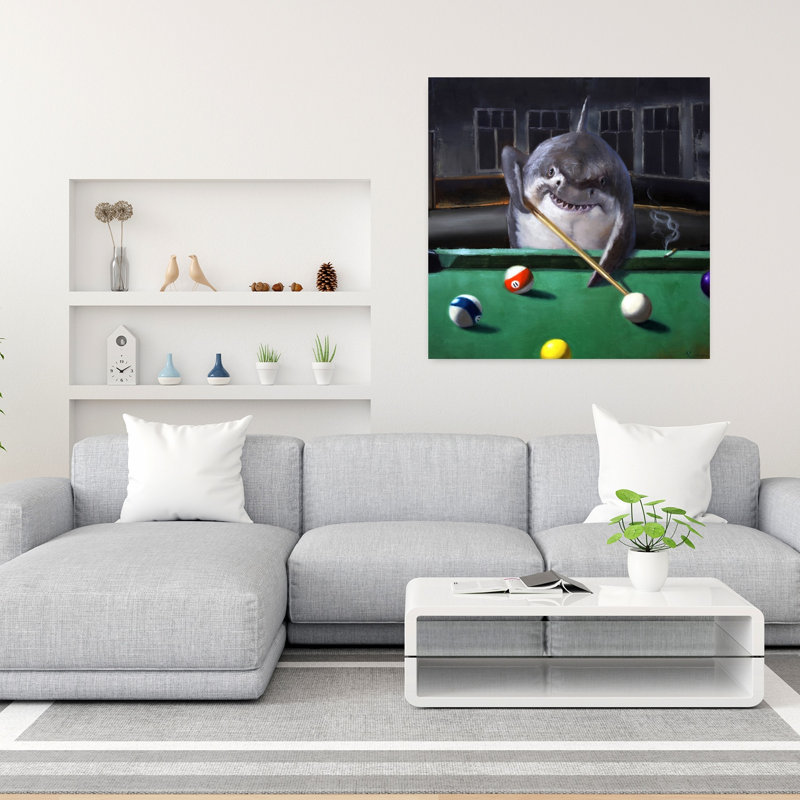 «Pool Shark», poisson, art urbain contemporain, H 36 po x l 36 po