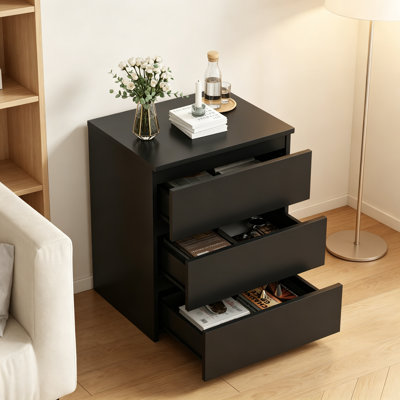 (Set Of 2)3 Drawer Dresser, Small Dresser For Closet, Wooden Nightstand For Bedroom, Chest Of Drawers Side Table Storage Cabinet For Home Office Entryway Hallway, Each Box Contains Two Side Tables