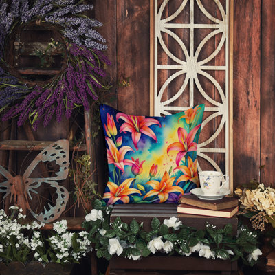 Colourful Lilies Fabric Decorative Pillow