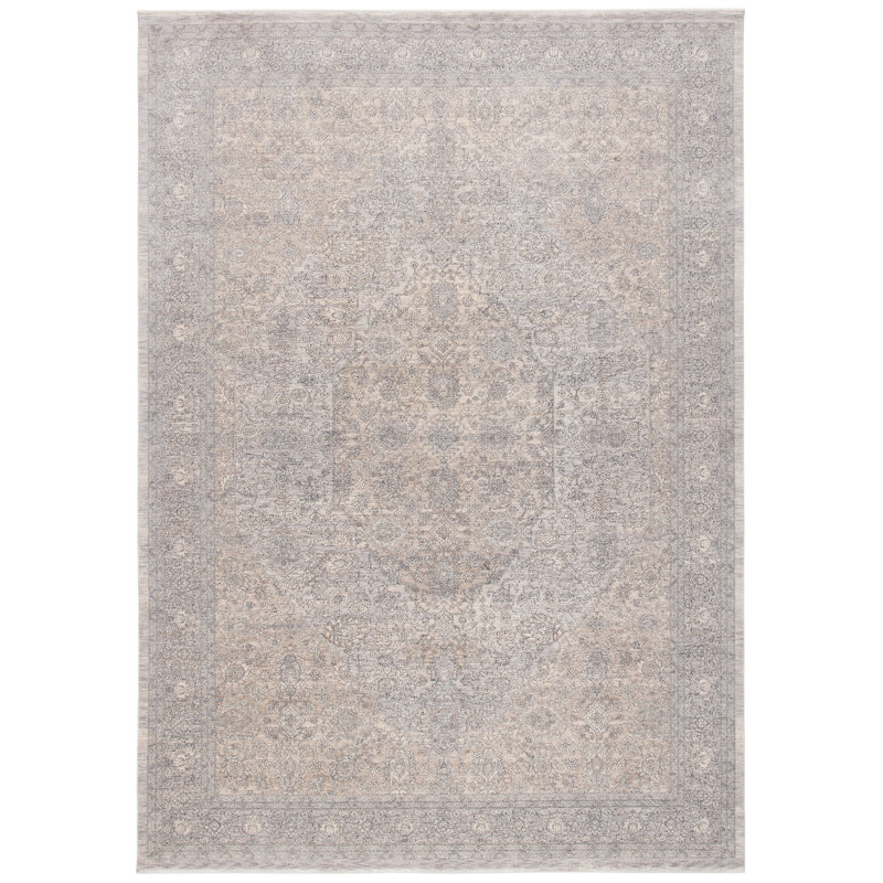 Tapis gris / ivoire 100% polyester tissé à la machine Lauren Ralph Lauren Heirloom, Rectangle 8 pi x 10 pi