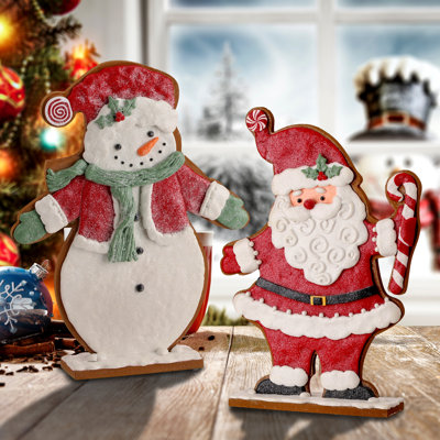 Décoration de table 12 po Père Noël et bonhomme de neige