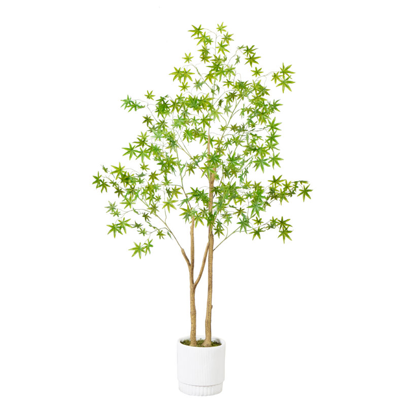 6ft. Artificial Maple Tree with White Planter