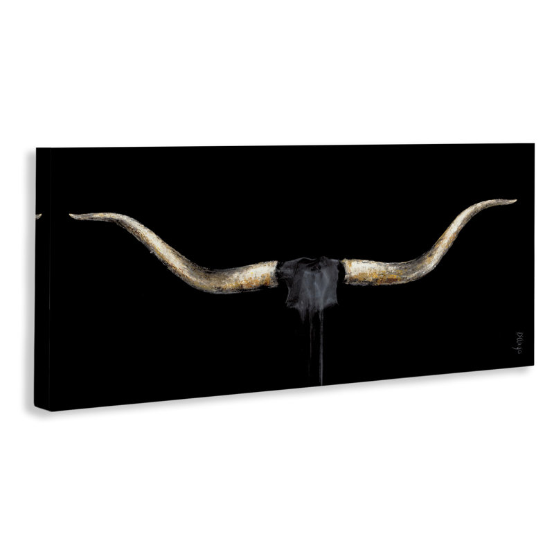«Bull Horns Bull», art mural sur toile par Dina D'Argo, H 20 po x l 48 po