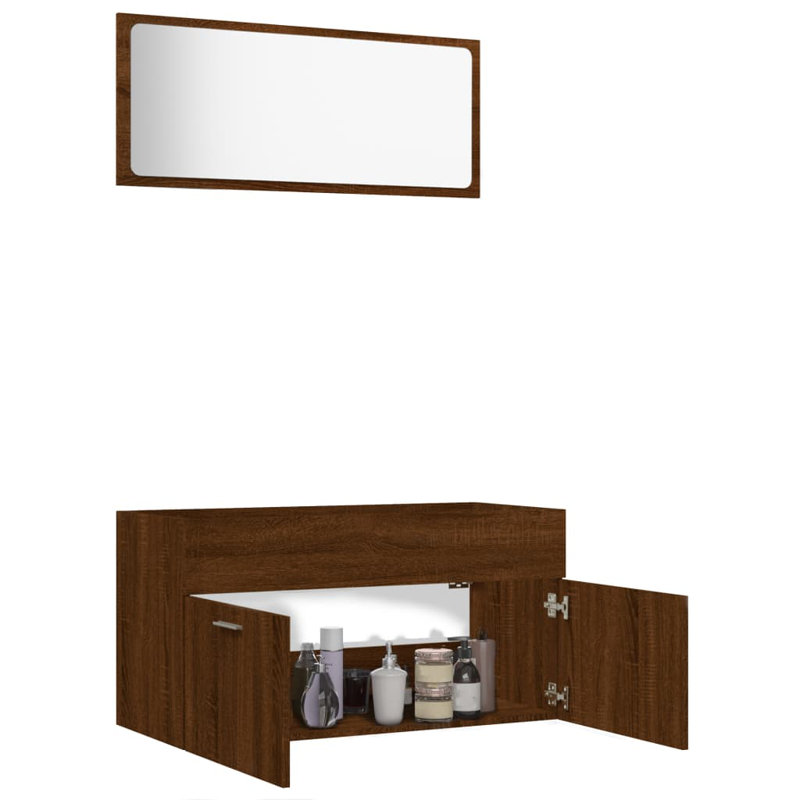 Laneise Bathroom Storage Furniture Set, Brown Oak