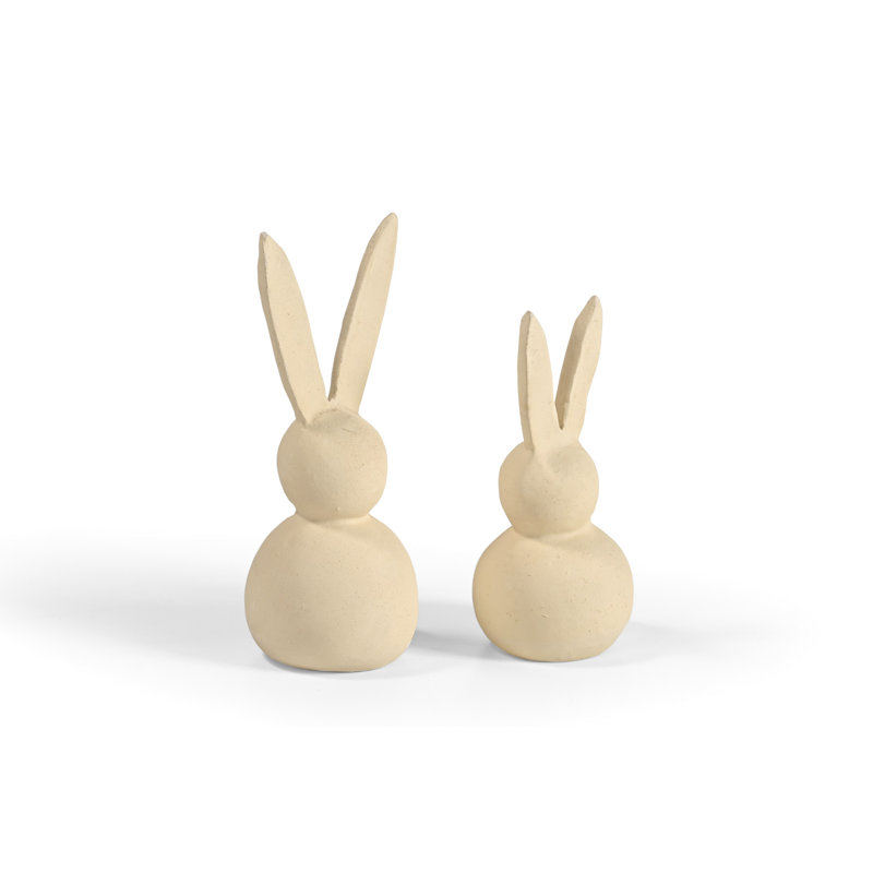 Ensemble de 2 lapins en papier mâché
