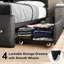 Bed Frame With LED Light And Storage Drawers, Upholstered Bed Frame With Adjustable Headboard, Charging Station-1980066928-1980066943
