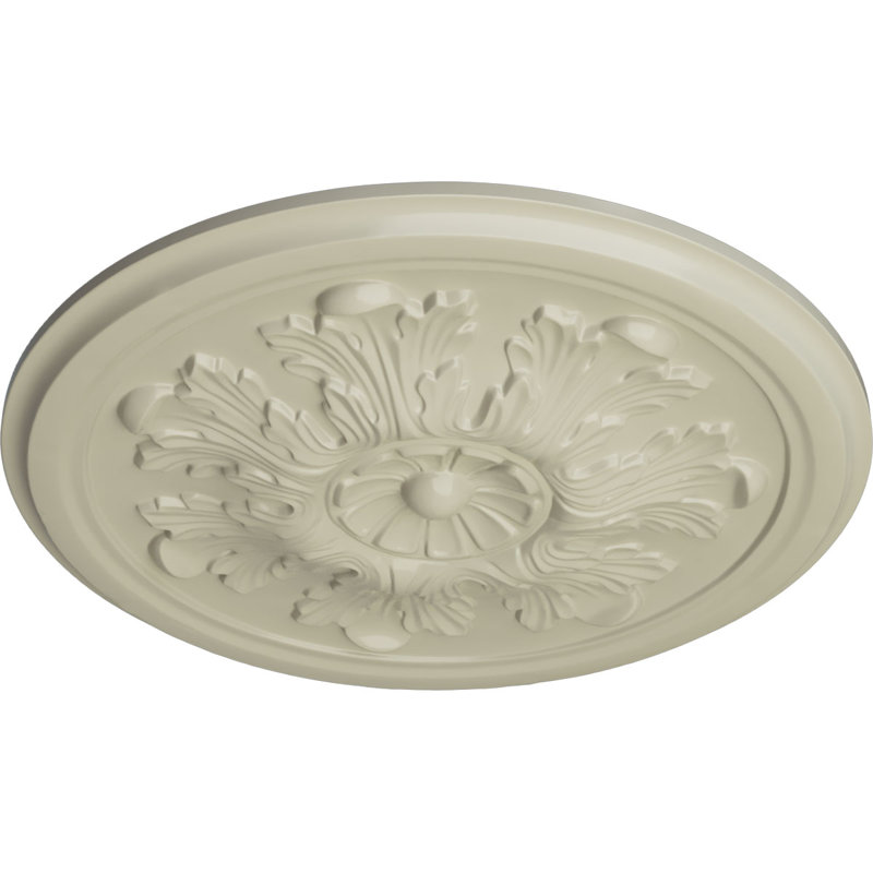 Médaillon de plafond en acanthe Endurathane Legacy, 12 3/4 po x P 7/8 po (convient aux auvents jusqu'à 3 1/2 po), fini jaune clair peint à la main
