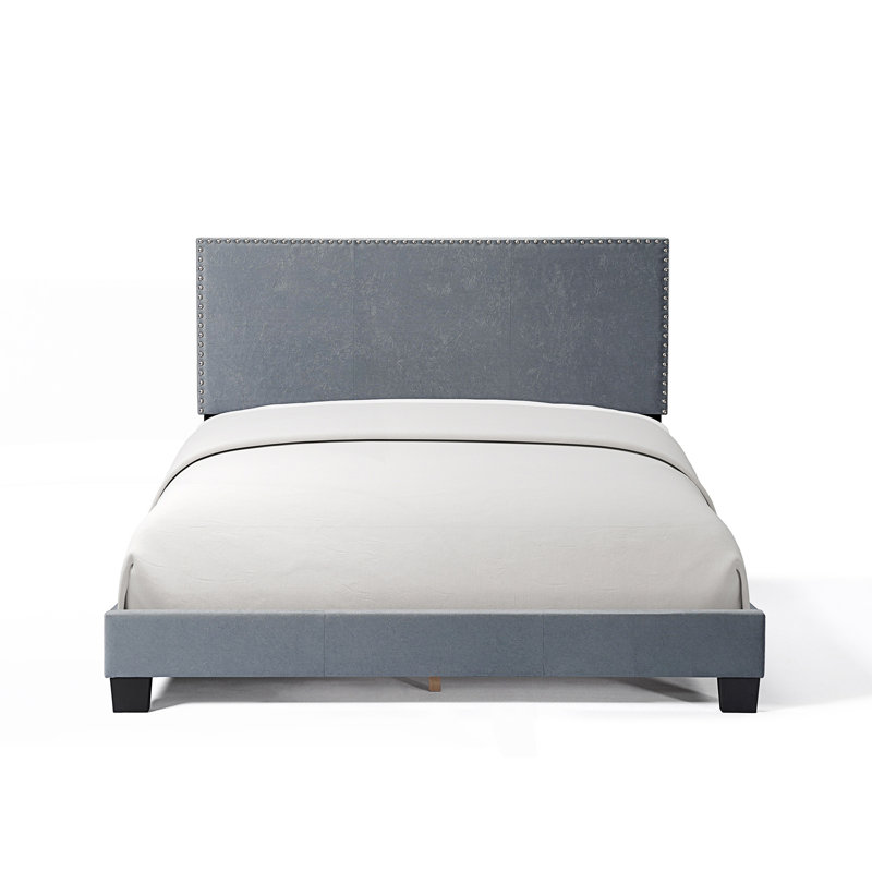 Lit plateforme tapissier, Double, Gris