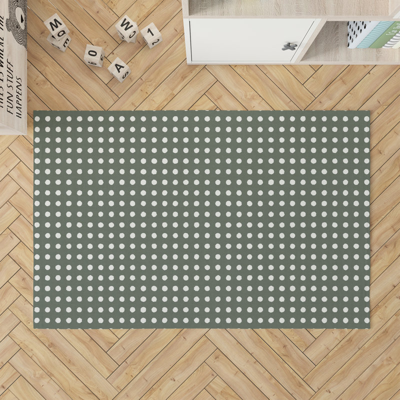 Dot Locked Kids Play Mat, Chimichurri/Green, Rectangle 24" x 36"